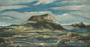 壮丽山海风景油画