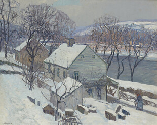 冬日乡村雪景中的温馨小屋