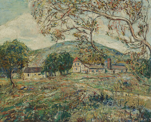 秋日乡村风景油画