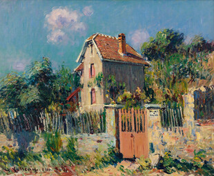 乡村小屋油画风景