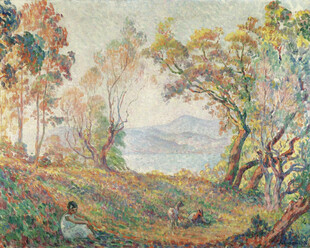 田园风光油画风景图
