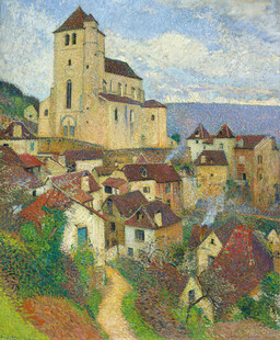 乡村小镇风景油画