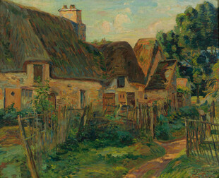 乡村小屋风景油画