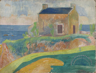 海边小屋风景油画