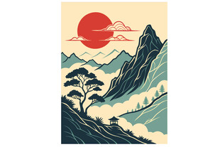 日出群山间的壮丽景致