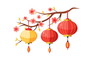 枝头灯笼迎新春