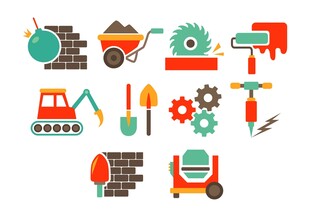 多样施工工具图标集合