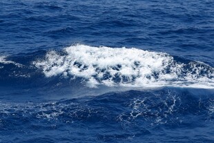 蓝色海洋中的白色浪花