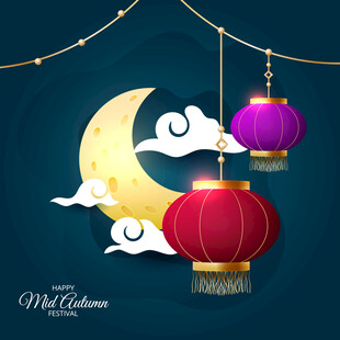 中秋月夜灯笼