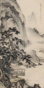 奇松山居图
