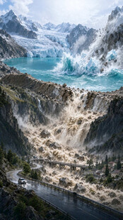冰川泄洪油画