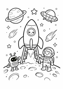 儿童太空探索主题简笔画