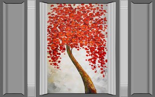 红枫叶树装饰画