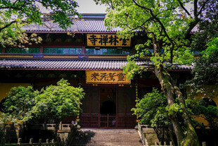古雅寺庙隐于葱郁林木间