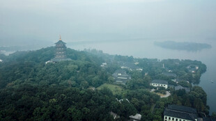 西湖美景中的古塔风光
