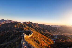 夕阳下的壮美万里长城