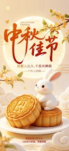 中秋佳节月饼与白兔