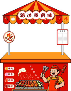 街头烧烤美食摊位设计图