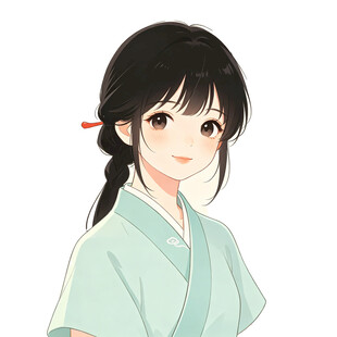 古风少女着和服温婉模样