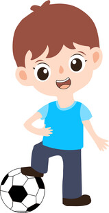 小男孩踢足球的欢乐瞬间