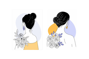两位新娘背影插画