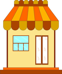 黄色小屋带遮阳篷