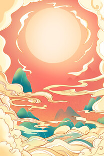 日出山海间的梦幻图景