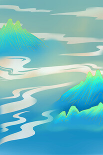 梦幻山水风景插画