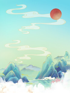 日出青山间美景