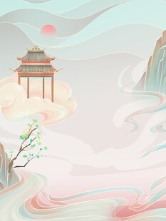 古风山水间的亭台景致