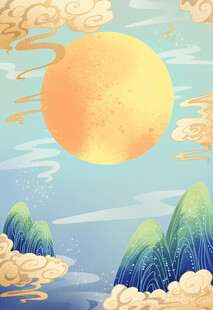 海上日出美景插画