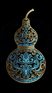蓝金葫芦图案