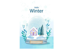 冬日小屋雪景装饰图