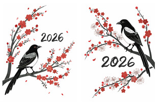 2026年喜鹊登枝喜庆画面