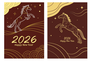 2026年马主题精美贺卡