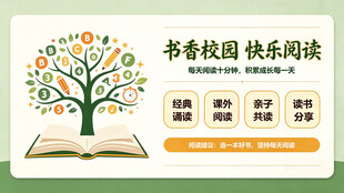 书香校园快乐阅读海报 宣传栏 