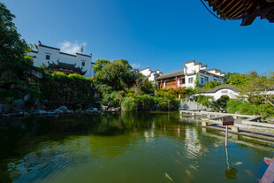 中式园林池塘美景
