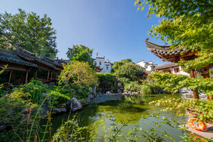 中式园林池塘美景