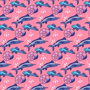 粉色海洋生物图案纹理