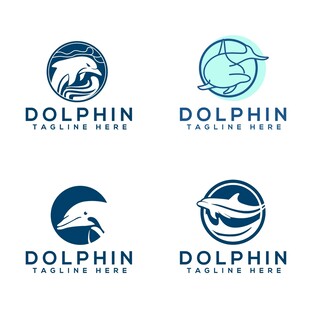 海豚主题标志设计