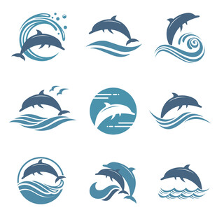 海豚与海浪标志设计集合