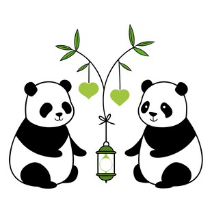 可爱熊猫插画