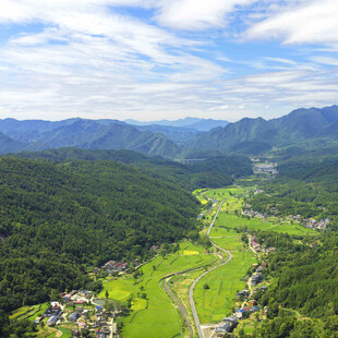 山间绿野风光俯瞰图