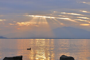 海上日出美景波光粼粼