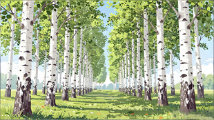 夏日白桦林美景