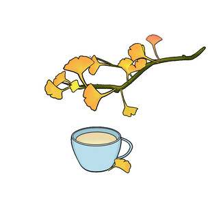 秋日银杏下的温馨茶杯