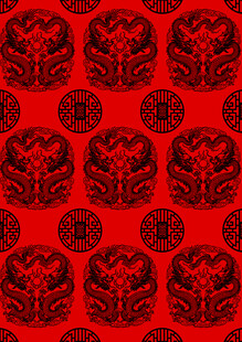 红色中式传统花纹图案