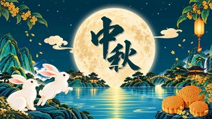 中式国潮中秋节背景图片