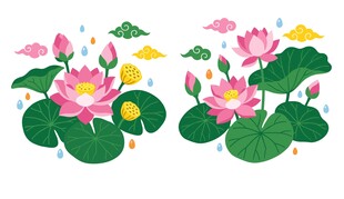 国风荷花素材