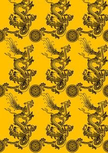 中式黄底吉祥字无缝底纹